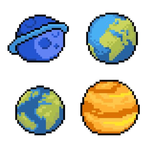 Planet Pixel Art, About Planets, Fantastic World, Space Planets, Planets Art, 80s Style, 8 Bits, 80s Fashion, Solar System