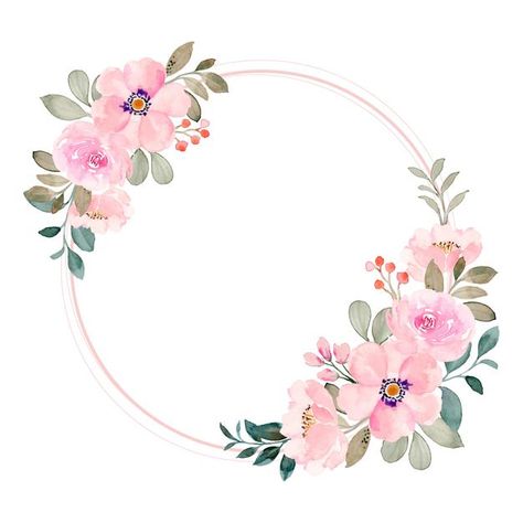 Watercolor pink floral wreath with circl... | Free Vector #Freepik #freevector #background #flower #frame #wedding Floral Watercolor Background, Pink Floral Wreath, Purple Flower Bouquet, Spring Flowers Background, Red Rose Wreath, Yellow Rose Flower, Pink Flower Bouquet, Green Leaf Background, Floral Tiara