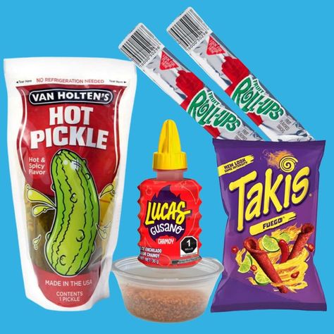 Chamoy Pickle Kit Fuego Taki's - Pickle, Lucas Chamoy, Fruit Roll Up, Tajin,Takis (Dill) Chamoy Fruit, Pickle Kit, Fruit Roll, Fruit Roll Ups, Roll Up, Pickles, Rolls, Free Delivery, Fruit