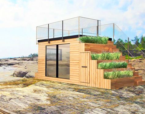 Terrasse Design, Wooden Building, Rooftop Terrace Design, Eco Architecture, Budget Garden, Vacation Cabin, Casa Container, Garden Architecture, House Modern