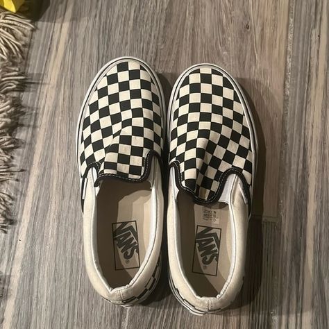 Black and white checkered vans shoes 7 1/2 size hardly ever worn White Checkered Vans, Checkered Vans, Vans Shoes, Black And White, Closet, Fashion Tips, White, Clothes Design, Quick Saves