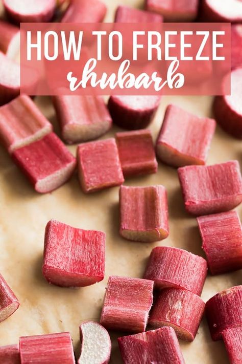 Frozen Rhubarb Recipes, Freeze Rhubarb, Pesto Recipes, Freezing Vegetables, Rhubarb Desserts, Rhubarb Crisp, Rhubarb Recipes, Strawberry Rhubarb, Garden Recipes