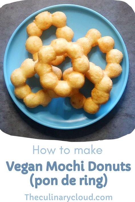 These Vegan Mochi Donuts are chewy, sweet, and so fun to make. They are easy and quick and make a perfect fried dessert. If you like mochi and donuts, then this treat is for you. Vegan / Vegetarian / Dairy-free / Chocolate / Ube / Matcha / Donut / Asian / Japanese / Recipe / Frying Vegan Mochi Brownie, Vegan Mochi Donut, Mochi Donut Recipe Easy, Vegan Asian Desserts, Vegan Donuts Fried, Vegan Mochi Recipe, Mochi Donut Recipe, Vegan Mochi, Matcha Donut