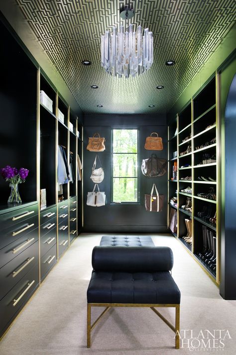 Tour a Designer Couple’s Remarkably Cool Atlanta Home via @MyDomaine A Walk In Closet, Mirrored Doors, Dressing Room Closet, Armoire Dressing, Walk In Closet Design, Modern Closet, Dream Closets, Atlanta Homes, Closet Inspiration