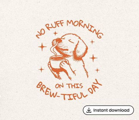 Dog Coffee Illustration, Coffee Illustration Graphics, Morning Coffee Illustration, Latte Art Illustration, Coffee Illustration Art, Dog Illustration Design, Coffee Graphic Design, Dog Drinking Coffee, Coffee Cups Design