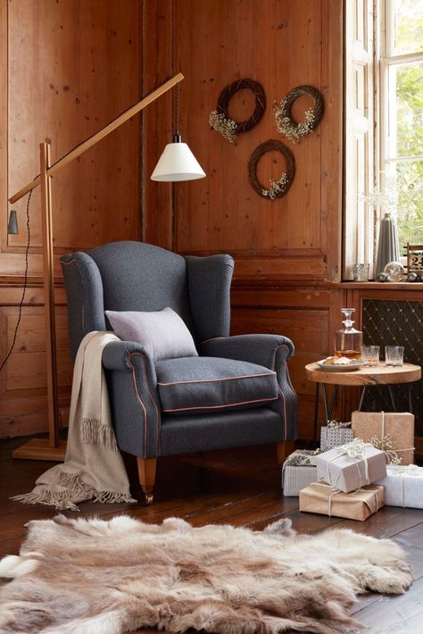 Understated style. This handsome, modern take on the Georgian Wing chair is all about sophisticated, clean lines and comfort. Victorian Terraced House, Regency Period, Sofa Handmade, Beautiful Sofas, Wing Chair, Velvet Sofa, Sofas And Chairs, Classic Leather, Leather Sofa