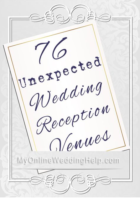 In days of old, reception halls and hotel ballrooms were the most popular locations for wedding receptions. For today’s budget-conscious bride there are so many more options, many which may surprise your guests (in a good way). Any area with a large enough space–from those advertised as wedding-friendly to eclectic “non-wedding” locations–is a contender. Not all choices will end up costing less; the secret is being able to recognize the bargains. Those non-wedding locations will … more... Non Traditional Wedding Reception, Wedding Reception Venue Ideas, Reception Venue Ideas, Traditional Wedding Reception, Small Chapels, Wedding Venue Locations, Unique Wedding Receptions, Non Traditional Wedding, Wedding Help