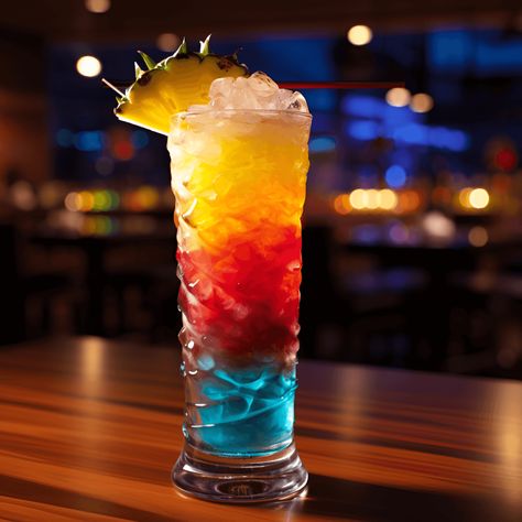 Rainbow Cocktail Recipe - The Rainbow Cocktail is a sweet and fruity drink. It's a mix of tropical flavors, with a hint of citrus and a smooth, creamy finish. The different layers each bring their own unique taste, creating a cocktail that's full of flavor and fun to drink. Gummy Worm Cocktail, Smurf Cocktail, Bowl Cocktails, Rainbow Cocktail, Sour Drink, Rainbow Drinks, Gummy Worm, Layered Drinks, Gum Flavors