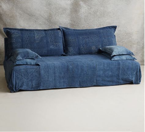 Blue Linen Sofa, Denim Couch, Denim Sofa, Denim Furniture, Navy Velvet Sofa, Settee Couch, Sofa Daybed, Ikea Couch, Couches For Sale