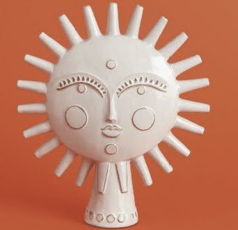 Jonathan Adler, Utopian Sun Pottery Sun, Ceramic Sun, Ceramic Mask, Sculptures Céramiques, Sun Face, Sun Moon Stars, Sun Art, Stoneware Vase, Arte Inspo