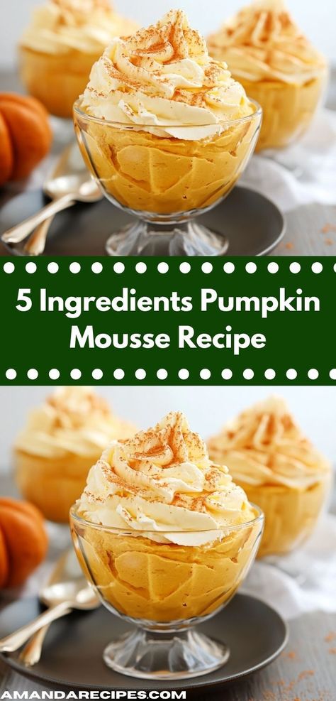 Craving mousse but want it simple? This 5 ingredients pumpkin mousse recipe is perfect! A delicious dessert, it’s one of the easiest 5 ingredient or less recipes, ideal for quick dessert ideas and pumpkin recipes. Quick Pumpkin Desserts, 5 Ingredient Or Less Recipes, Quick Dessert Ideas, Pumpkin Mousse Recipe, Recipes With Cool Whip, Pumpkin Puree Recipes, Easy Pumpkin Dessert, Pumpkin Mousse, Pumpkin Pudding