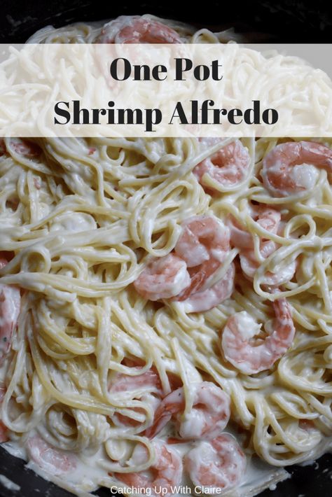 One Pot Shrimp Alfredo, Crock Pot Shrimp Alfredo, Crockpot Shrimp Alfredo Slow Cooker, Crockpot Shrimp Alfredo, Fettucini Alfredo With Shrimp, Homemade Shrimp Alfredo, Shrimp Fettucini, Crock Pot Shrimp, Seafood Alfredo