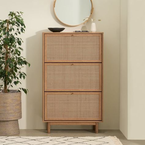 mopio Hannah Shoe Cabinet, Natural Rattan Farmhouse Shoe Organizer, Shoe Storage, Closet Shoe Rack for Entryway, with Spacious Storage Cabinet, Shelves, Sturdy Solid Wood Legs (Riviera Oak) Rattan Shoe Cabinet, Cabinet Entryway, Shoe Cabinet Entryway, Cabinet Shelves, Closet Rack, Shoe Rack Closet, Shoe Rack Entryway, Shoe Storage Rack, Boho Shoes