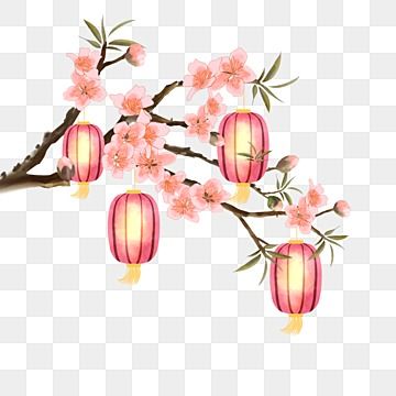 Pink Lantern, Lantern Digital Art, Chinese Lanterns Illustration, Chinese Lantern Plants Watercolour, Chinese New Year Flower, Peach Blossom Flower, Pink Chinese Lanterns, Japanese Wedding, Japanese Lanterns