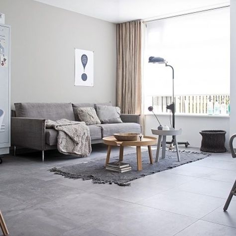 Grey Floor Tiles Living Room, Grey Tiles Living Room, Grey Flooring Living Room, Wall Tiles Living Room, Modern Grey Living Room, Tiles Living Room, Tile Floor Living Room, Furnitur Ruang Keluarga, Grey Floor Tiles