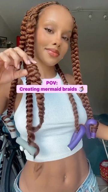 How To Make Curls On Braids, Pick And Drop Braids Hairstyles, Mermaid Box Braids, Drop Braids, Pick And Drop Braids, How To Get Waves, Mermaid Braids, Cute Box Braids, Mermaid Braid