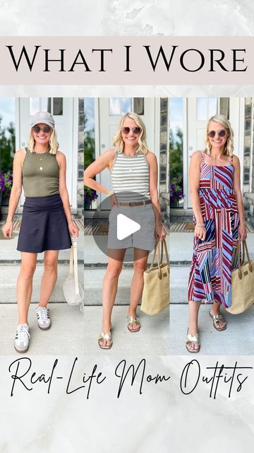 Katie Haller on Instagram: "Real-life mom outfits I wore this week!

I’m so excited to get back to sharing my daily outfit round ups! This summer has been hard for me to figure out any normal routine, but I’m finally starting to feel like I found some summer normalcy. 

Here’s what I wore this week! Which day is your favorite? 

🛍️Comment OUTFITS and I will send you the shopping links to all my outfits from the week! 

✨You can also shop all my outfits by downloading the free @shop.ltk app and following @thriftywifehappylife! Find the link to my page in my bio!! 🔗

#dailyoutfits #momoutfits #momstyle #whatiwore #momstyleblogger #momoutfitinspo #momstyle #wiw #wiwtw #fitcheck" Stay At Home Mom Skirt Outfits, Mom On The Go Outfits Summer, Mom Pooch Outfit Summer, Mom Playdate Outfit Summer, Pregnant Mom Outfits Summer, School Event, Get Back, Event Outfit, Mom Outfits