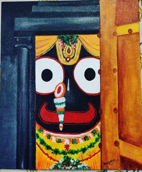 Painting Of Jagannath, Jaganath Prabhu Drawing Easy, Jagganath Lord Drawing Easy, Lord Jagannath Paintings On Canvas, Jagannath Painting Easy Canvas, Rathyatra Drawings, Jaganath Prabhu Painting, Jagganath Rangoli, Jagganath Lord Drawing