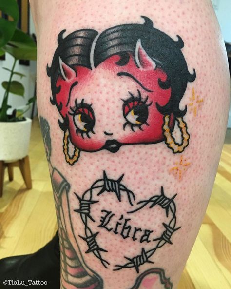 TioLu on Instagram: “Devilish Betty Boop for @cry.now.cry.later_ thanks again for my 🪴 . . . . . . #bettyboop #bettybooptattoo #top_class_tattooing…” Betty Boop Smile Now Cry Later, Betty Boop Face Tattoo, Betty Boop Pudgy Tattoo, Zombie Betty Boop Tattoo, Betty Boop Leg Tattoo, Betty Boop Tattoo Ideas, Betty Boop Tattoo, Betty Boop Tattoos, Stick N Poke Tattoo