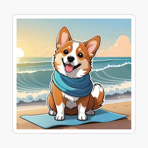 Get my art printed on awesome products. Support me at Redbubble #RBandME: https://www.redbubble.com/i/sticker/Golden-White-and-Tan-Corgi-Sitting-on-Yoga-Mat-by-Duck-DuckGoose/164328483.EJUG5?asc=u Corgi Sitting, Cat Pictures, Dog Stickers, Embroidery Ideas, Cat Pics, Yoga Mat, My Art, Dog Cat, Awesome Products