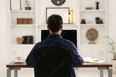 Desk In Room, Laptop Drawing, Home Workplace, Man Working, Desk Job, Book Table, Man Sitting, Person Sitting, Story Board