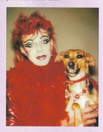 Julian Clary aka The Joan Collins Fan Club with his love in life, Fanny The Wonder Dog! Julian Clary, Drag Ideas, Love In Life, Celebrity Dogs, Classic Comedies, Joan Collins, Glam Rock, Fan Club, Beautiful One