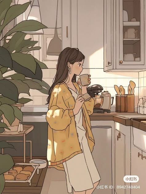 Girly Art Illustrations Life, Anime Kitchen, Girly Art Illustrations Beauty, Anime Coffee, Professional Illustration, Cute Doodles Drawings, Girly Art Illustrations, Into Art, Dreamy Art