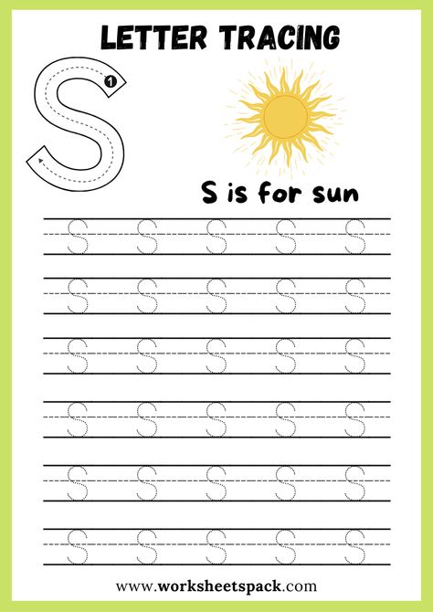 Uppercase Letter S Tracing Worksheet Printable, Letter S Writing Practice - worksheetspack Uppercase Letter Tracing Printables Free, Letter S Tracing Worksheet, S Tracing Worksheet, Letter S Worksheets For Preschool, Letter S Tracing, Letter S Worksheet, S Worksheet, Writing Practice Kindergarten, Preschool Handwriting