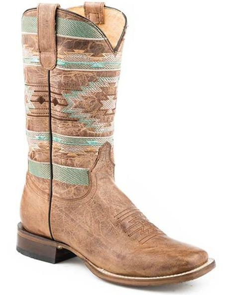 Cute Cowgirl Boots, Country Shoes, Cowboy Boots Square Toe, Western Shoes, Womens Cowgirl Boots, Brown Teal, Roper Boots, Boots Square Toe, Country Boots