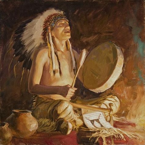 "Sacred Songs" by Loren Entz kp Native American Drums, Native American Music, Cowboy Artists, Drums Art, Native American Paintings, Native American Wisdom, Native American Artwork, West Art, Native American Peoples