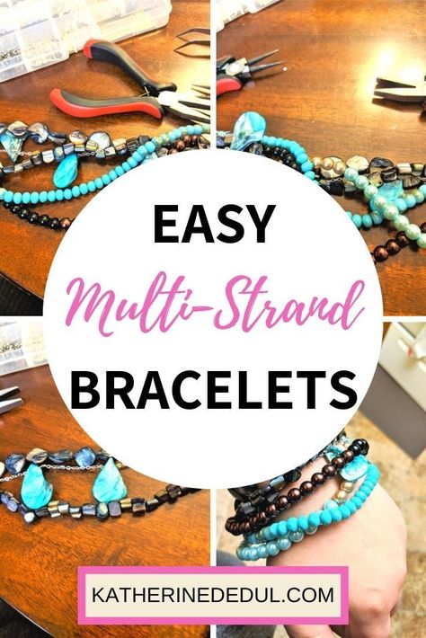 Stretchy Cord Bracelets Diy, Two Strand Beaded Bracelet, Diy Layered Bracelets, Multi Layer Bracelet Diy, Diy Multi Strand Bracelet, Diy Boho Bracelets How To Make, How To Make A Multi Strand Bracelet, Multi Strand Bracelet Tutorial, How To Make Boho Bracelets