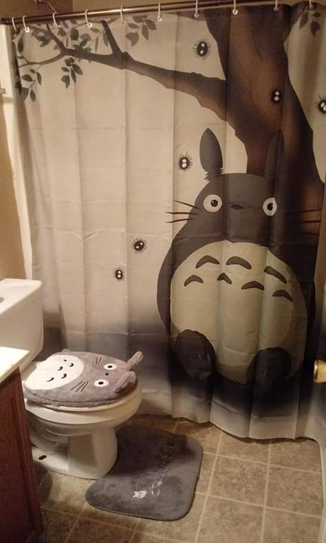 Studio Ghibli Bathroom Ideas, Anime Bathroom Decor, My Neighbor Totoro Room Decor, Studio Ghibli Bathroom Decor, Totoro Room Ideas, Kawaii Bathroom Ideas, Studio Ghibli Bedroom Aesthetic, Totoro Room Decor, Totoro Bathroom