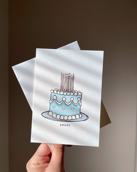 Pretty Bday Card, Birthday Cards For Friends Aesthetic, Birthday Card Inspo Aesthetic, Bday Cards Diy Creative, Birthday Cards Blue, Homemade Bday Cards, Diy Bday Cards, 18th Birthday Card Ideas, Birthday Cards Men