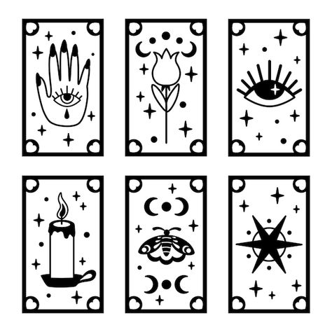 Tarot card style design black esoteric c... | Premium Vector #Freepik #vector #moon #sign #vintage #design Minimalist Tarot Cards, Simple Tarot Card Design, Doodle Challenge, Tarot Card Design, Tarot Readings, Journal Printables, Tarot Card, Tarot Reading, Tarot Cards