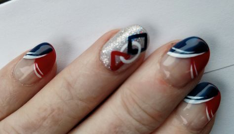 FIRST Robotics nails: Red, White and Blue. FRC, FTC, FLL, FLL Jr First Robotics Competition Memes, First Robotics Memes, First Tech Challenge, Robot Nails, Ftc Robotics, Vex Robotics Design, Frc Robotics, Nails Red White And Blue, First Robotics Competition