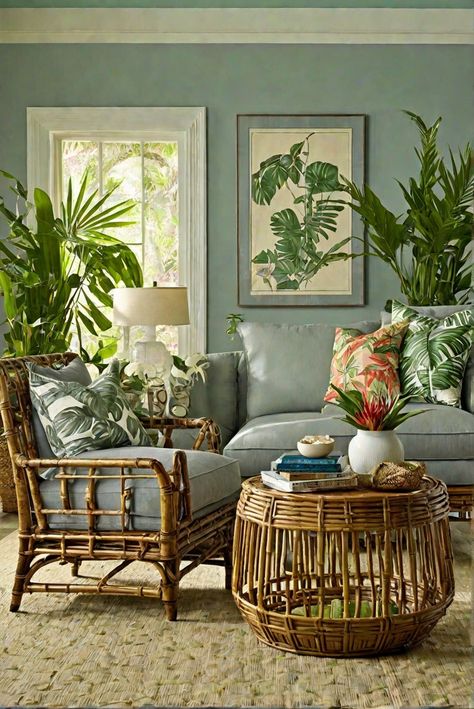 Tropical Escape: Bring the Tropics Home with Sherwin Williams Comfort Gray! - HOME CABINET EXPERT Sherwin Williams Comfort Gray, Cottage Coastal Decor, Cherry Wood Kitchen Cabinets, Antique Furniture Living Room, Caribbean Decor, Cherry Wood Kitchens, Turquoise Room, Tropical Interiors, Solid Wood Kitchen Cabinets