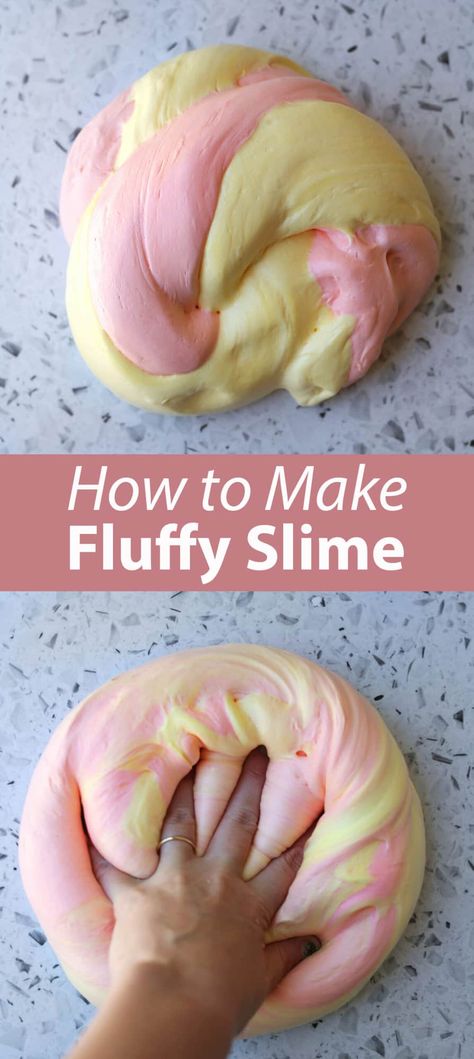 Fluffy Cloud Slime - Childhood Magic How To Make Foam Slime, Floam Slime Recipe Easy, Slime Recipe With No Activator, Puffy Slime Recipe, Slime Without Shaving Cream, Home Made Slime, Fluffy Cloud Slime, Cornstarch Slime, Fluffy Slime Ingredients