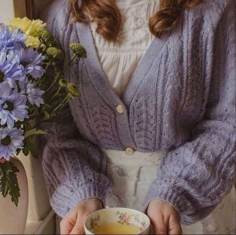 A Woman, Purple, Flowers