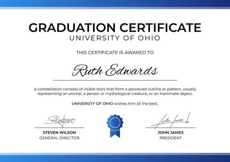 Professional Gradient University Graduation Certificate Graduation Certificate Template, University Certificate, Graduation Certificate, Canvas Bag Diy, University Graduation, Masked Ball, Certificate Design, Bag Diy, Certificate Templates