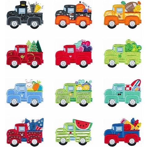 Holiday Trucks #MachineApplique is the perfect set for truck fans to show their love of trucks during special holidays and seasons! 12 designs in 3 hoop sizes each, for a total of 36 designs! VA-ROOM!! Machine Applique, Embroidery Library, Custom Embroidery, Holiday Specials, Embroidery Thread, Machine Embroidery Designs, Machine Embroidery, Embroidery Designs, Free Design