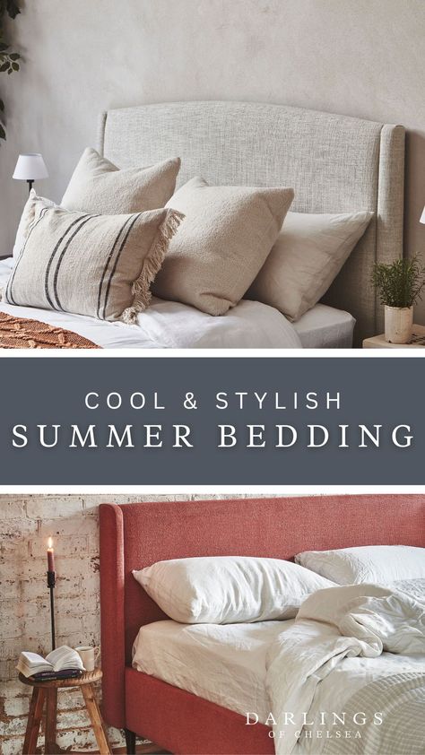 Dreaming of summer nights? Dive into our Bedding Ideas for Summer by Darlings of Chelsea Design Blog, as we bring the season inside your bedroom and beyond. Explore the art of summer interior styling, bedroom style, and modern home decor, transforming your living space into a cool, comfortable haven for the warmest times of the year. Luxury Bedding Ideas, Small Bedroom Sofa, Traditional Guest Bedroom, Styling Bedroom, Luxury Bedroom Interior, Making The Bed, Summer Interior, Guest Bedroom Design, Small Bedroom Furniture