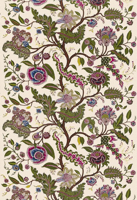 Sinhala Sidewall in Jewel, 5006614. http://www.fschumacher.com/search/ProductDetail.aspx?sku=5006614 #Schumacher Jewel Wallpaper, Bohemian Prints, Martyn Lawrence Bullard, Schumacher Wallpaper, French Bohemian, Magenta Flowers, Linen Pattern, Cream Wallpaper, Plant Wallpaper