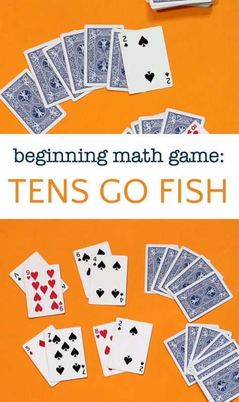 Easy math card game great for students learning early addition skills. Tens Go Fish helps kids practice simple calculations and is very easy to learn and play. Addition Card Games, Place Value Card Game, Card Games For Kindergarten, Primary Math Games, Make Ten Math Game, Math Card Games For Kids, Making Ten Games, Easy Math Games, Make Ten