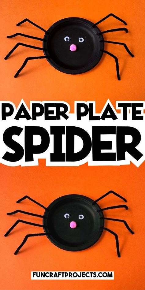 Paper plate spider craft perfect for kids! This easy Halloween spider craft uses simple materials like paper plates, googly eyes, pom poms, and pipe cleaners, making it a fun and creative Halloween project for preschoolers and toddlers. Get ready for spooky fun with this DIY Halloween spider craft that’s great for classrooms or at-home activities. This Halloween paper plate craft will be a hit with kids. Try this easy spider craft to add some Halloween magic! Enjoy this easy DIY Halloween craft. Paper Plate Spider, Halloween Paper Decorations, Halloween Spider Craft, Diy Halloween Spider, Haunted House Craft, Spider Craft, Craft For Toddlers, Easy Toddler Crafts, Ghost Crafts