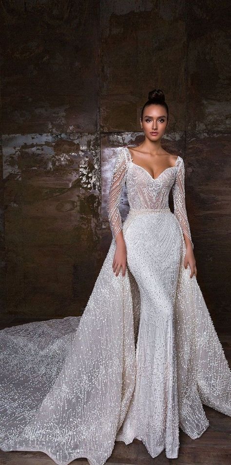 57 Stunning Wedding Dresses With Detachable Skirts – I Take You | Wedding Dress | Wedding Gowns | Wedding Dresses Vintage Weddingdress, Wedding Dress Detachable Skirt, Detachable Skirt, Royal Wedding Dress, African Wedding Dress, Fit And Flare Wedding Dress, Stunning Wedding Dresses, Crystal Design, 인물 사진