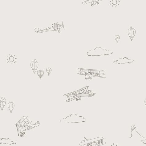 Airplane Boys Wallpaper Paxton Clouds Hot Air Balloon Plane - Etsy Paxton Wallpaper, Nursery Wallpaper Boy, Boys Room Wallpaper, Hot Air Balloon Nursery, Airplane Nursery, Airplane Wallpaper, Toddler Boys Room, Kitchen Backsplashes, Boys Pattern