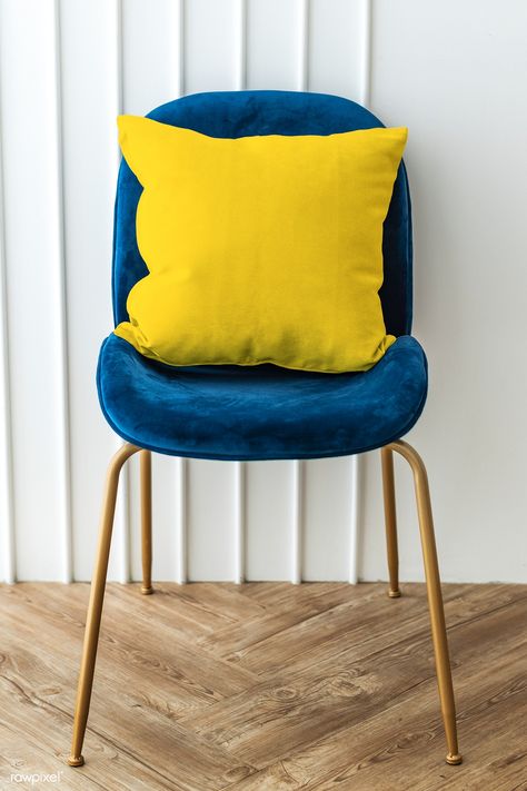 Yellow cushion on a blue velvet chair | premium image by rawpixel.com / Teddy Rawpixel #picture #photography #inspiration #photo #art Blue Velvet Chair, Fabric Mockup, Chair Inspiration, Pillow Mockup, Adirondack Chair Plans Free, Blue Velvet Chairs, Velvet Sofas, Chair Drawing, Modern Table Setting