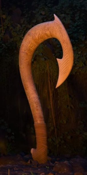 Maui's fish hook is an magical item that appears in Moana. It belongs to the demigod Maui. The fish hook is a sizable bone-like weapon created by the gods of Polynesian lore. It was given to Maui after the gods adopted the former and turned him into a demigod with supernatural power. It had since been used throughout his exploits, and has considerable magical abilities. Like its owner, the fish hook has elaborate markings engraved on it, representing the various tales and adventures it h... Moana Maui Hook, Maui Fish Hook, Maui Hook, Maui's Hook, Maui Moana, Magical Item, Heart Of Te Fiti, Moana Bebe, Magical Abilities