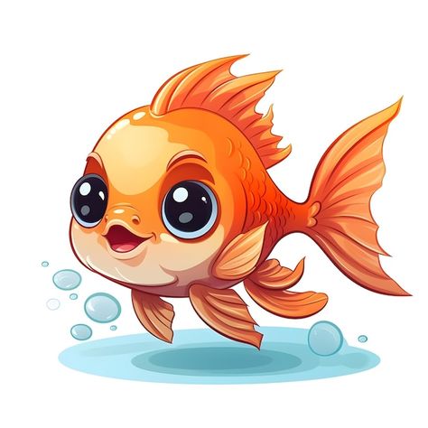 Photo flash card illustration of cute ca... | Premium Photo #Freepik #photo Cartoon Fish Cute, Animale Marine, Cute Cartoon Fish, Fish Cute, Aquarium Photos, Aquarium Pictures, Fish Clipart, Cartoon Fish, Flash Card