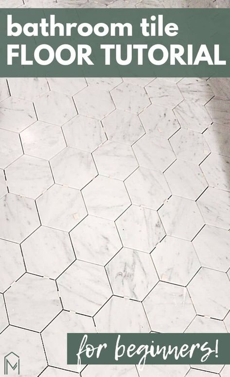 Bathroom Tile Floors, Bathroom Floors Diy, Bathroom Tile Floor, Hexagon Tile Bathroom, Installing Tile Floor, Hexagon Marble Tile, Bathroom Tile Diy, Octagon Tile, Tile Floor Diy